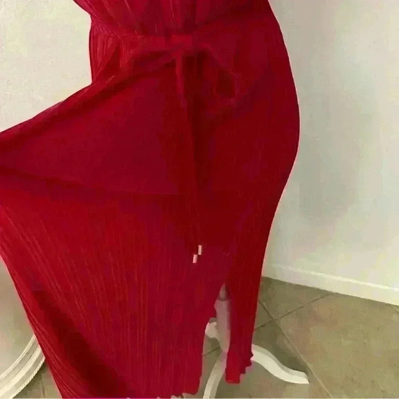 Tahari Arthur S. Levine Designer Pleated Midi Dress with Corded Rope Belt Sz M - Picture 8 of 10